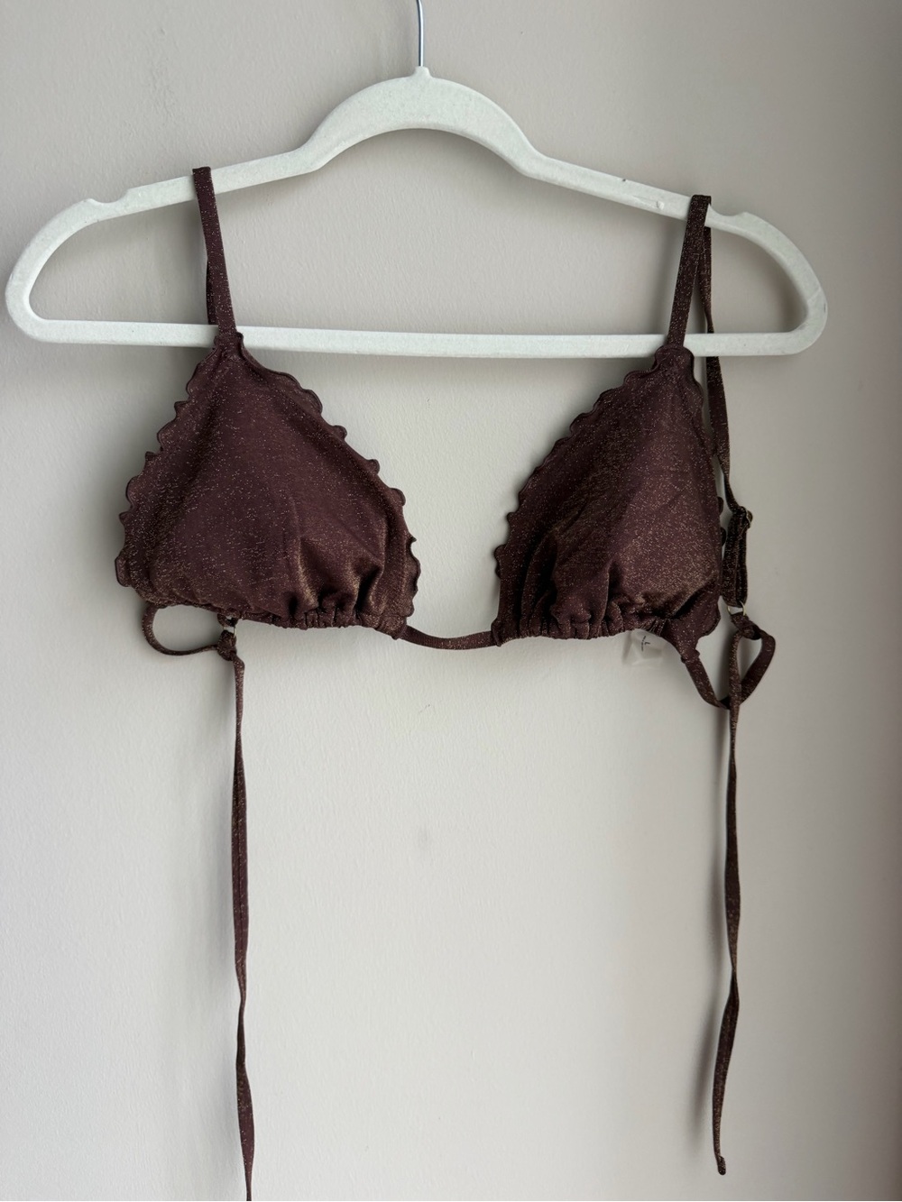 Brown Triangle Tie Bikini Top